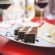 Sweet Yummy Chocolate Cake in the Morning with a Tea