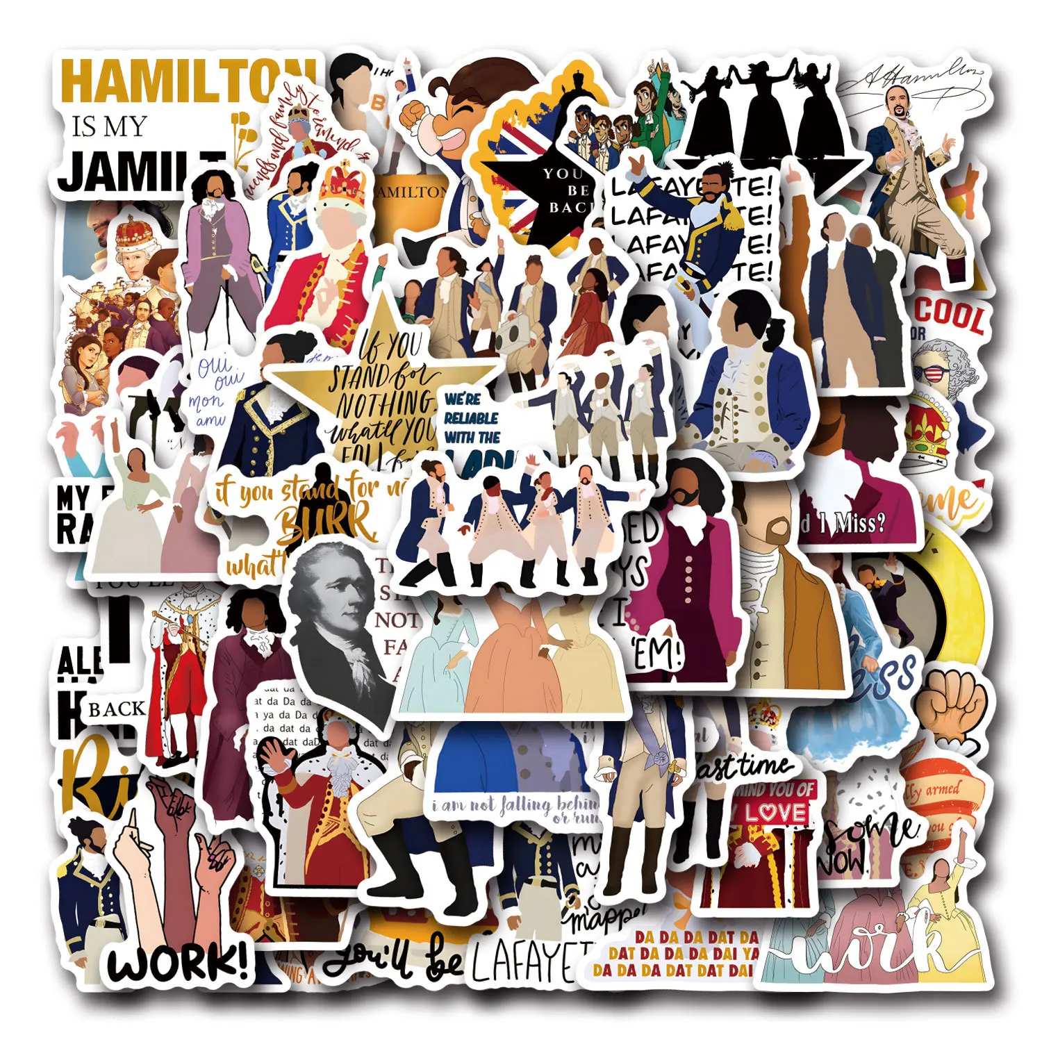 10/30/55PCS Hamilton Cartoon Stickers Music Drama Decals DIY Scrapbook Fridge Luggage Laptop Phone Guitar Car Sticker Decoration