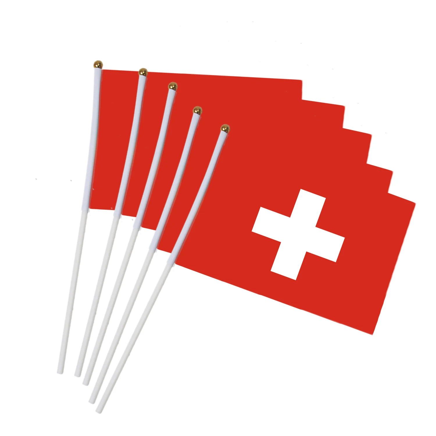 10pcs/pack Promotion Wholesale Small Switzerland Hand Waving National Flag 14*21cm Polyester Swiss Flag