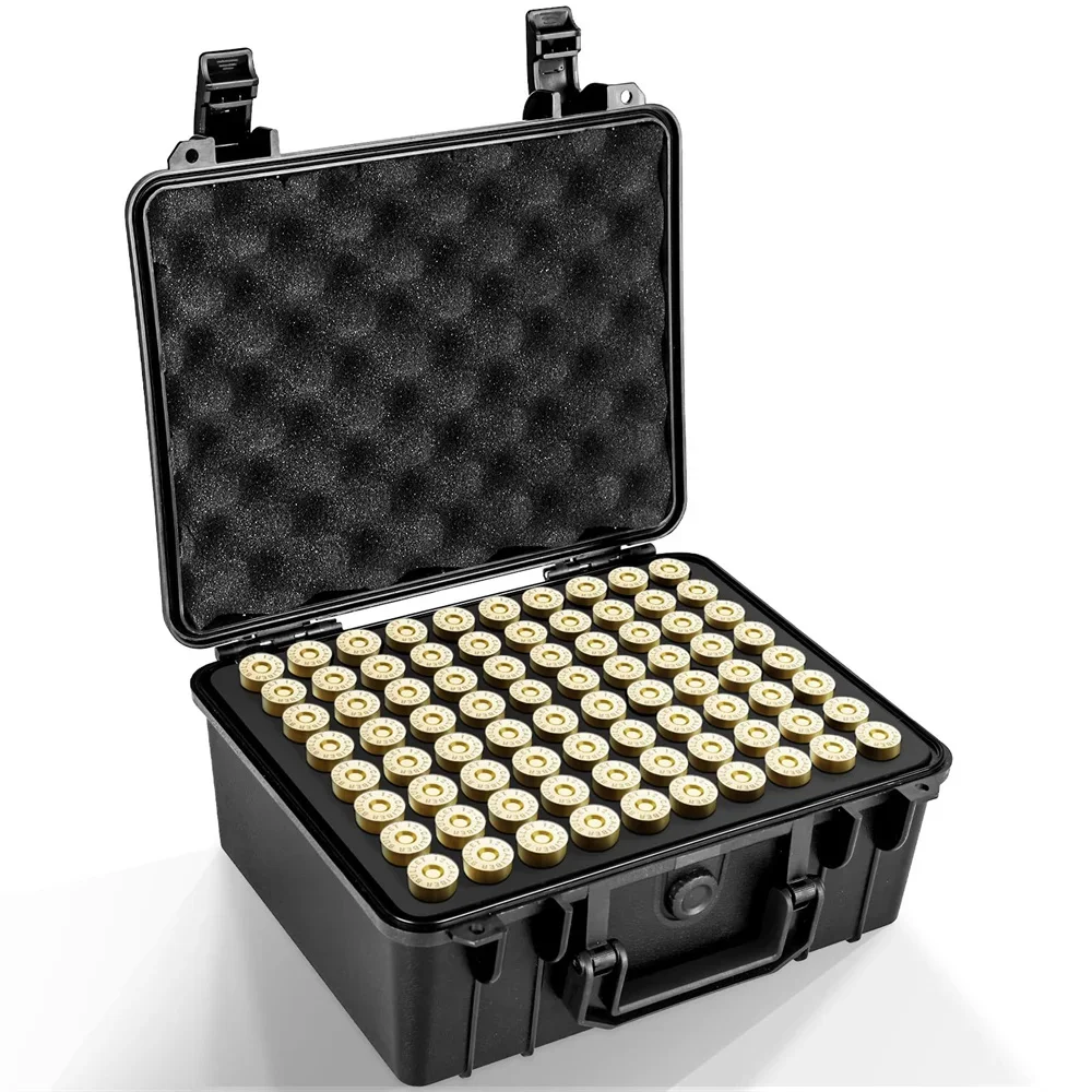 12/20GA Tactical Ammo Box 80 Rounds Ammunition Storage Box Bullet Case Waterproof Ammo Can Bullet Container Hunting Accessories