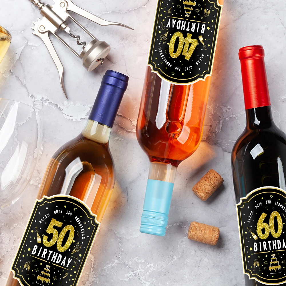 18 20 30 40 50 60 70 80th Birthday Party Wine Bottle Coated Paper Sticker Bottle Sticker Wine Bottle Sticker Party Decor Sticker