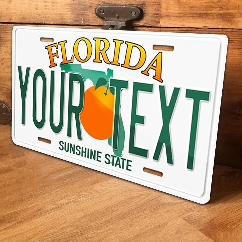 1pc Customizable Florida License Plate Design, Aluminum Sign , Personalized Text, Sunshine State Emblem, Outdoor/Indoor Use
