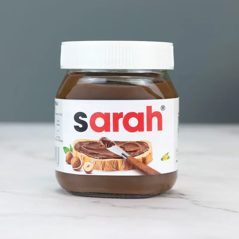 1pc Nutella Jar Label Personalised Chocolate Spread Vinyl Sticker Funny Novelty Gift For Birthday Christmas Wedding Name Label