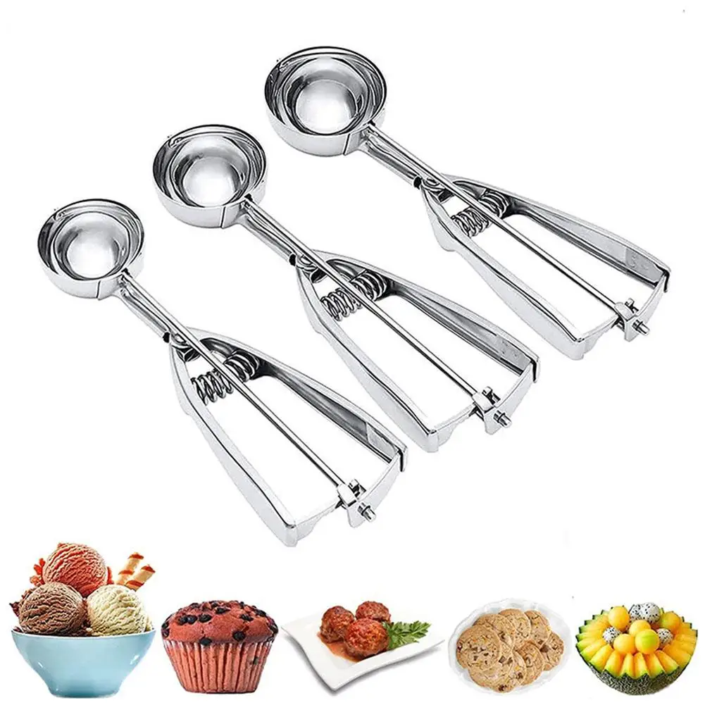 1PC Stainless Steel Ice Cream Digger Spoon For Home Shop Non Stick Coating Easy Release Easy Scoops Dishwasher Safe Kitchen Tool