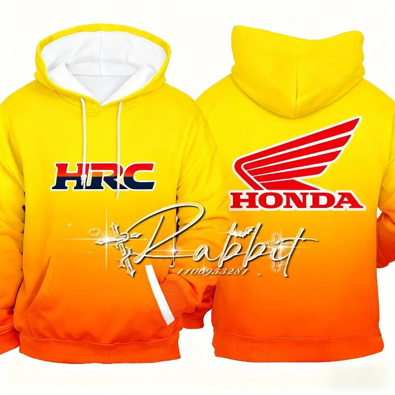 2025 New Autumn/Winter Honda Racing Team Cycling Warm Hoodie Men's Motorcycle Racing Off Road Bicycle Fashion Street Hoodie