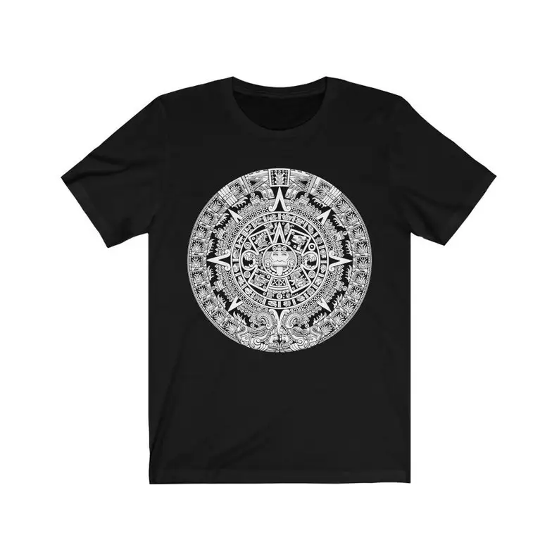 2025 Summer New Hot Sale in Mexico Aztec Calendar Art Shirt Mexican Print for Men Unique Mexicanas Gifts Men's Breathable TShirt