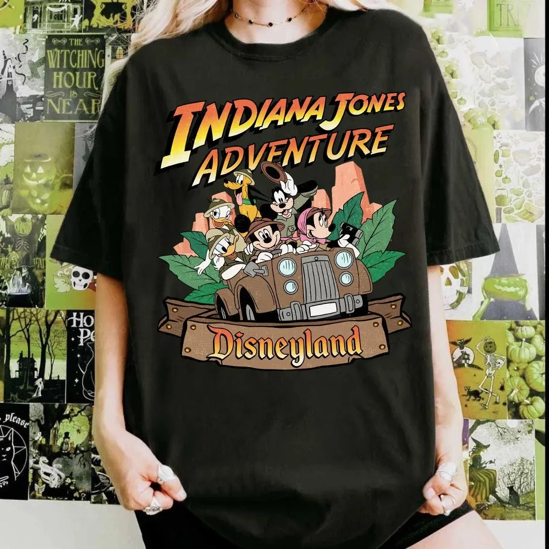 2025 Summer New Mickey and Friends Indiana Jones Adventure Shirt Indiana Epic Stunt Spectacular Shirt Large Size