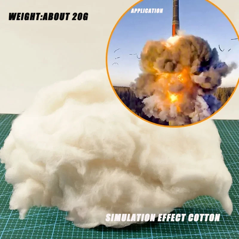20G Simulated Cotton for Smoke, Dust and Water Splash Effect Tank Military Model Firing Explosion Making Cloud Shape Cotton