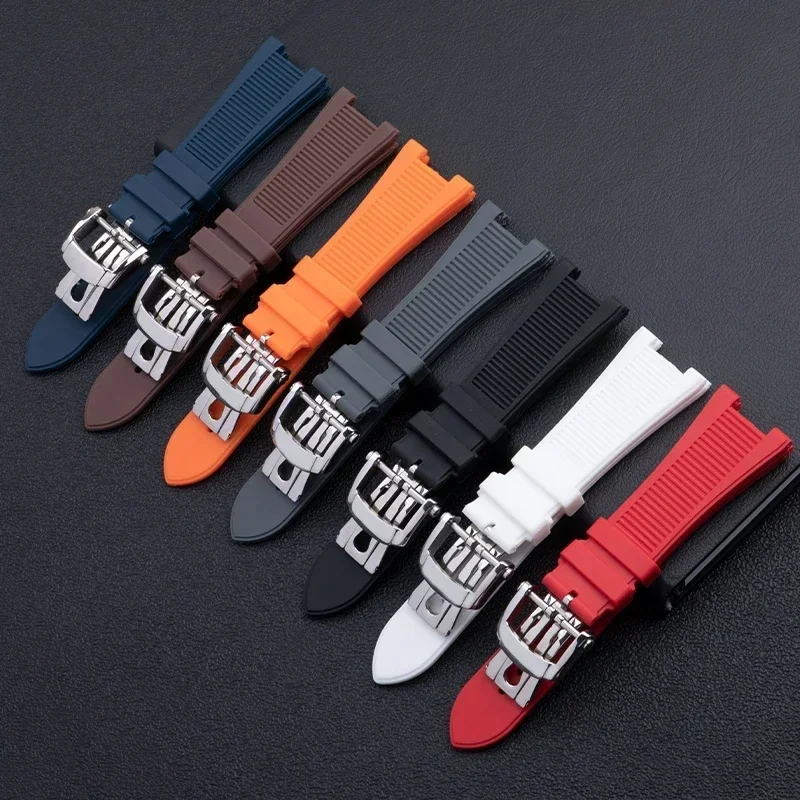 25x13mm Connection Colorful Silicone Rubber Bracelet For Patek Strap For PHILIPPE Nautilus 5711 5712g Series Watch Fold Buckle