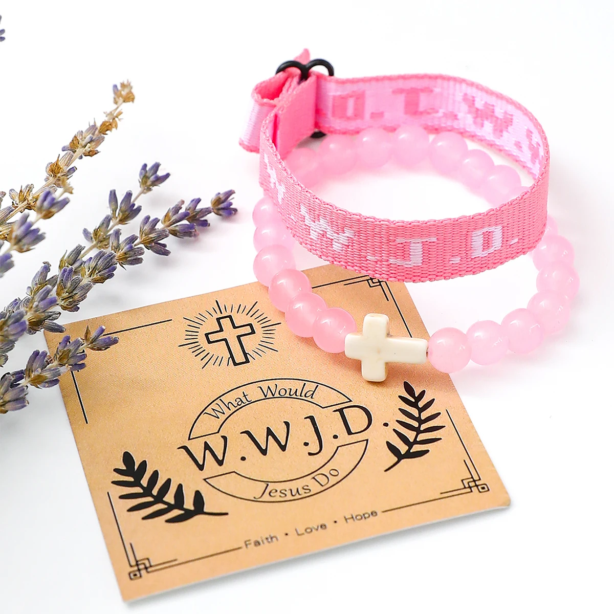 2Pcs WWJD Bracelet For Women Cross Beaded Bracelets Set WWJD-Jesus Will Do What Bracelet Jewelry Gifts