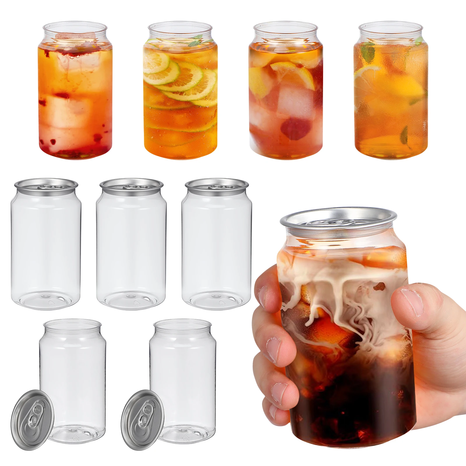 330ml 10pcs Disposable cans Milk Tea Ring-pull Cans Drinks Container PET Empty Bottle Water Drinks Bottles Storage Beverage Jars