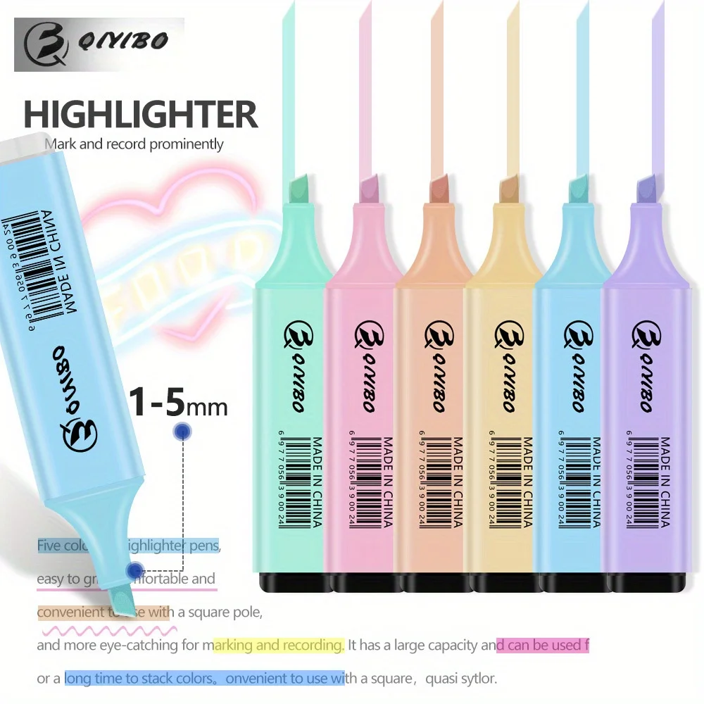 4/6 Pcs/Colors Macaron-Colored Highlighters – For Meeting Notes & Study Marking | Office Stationery & Back to School Gift.