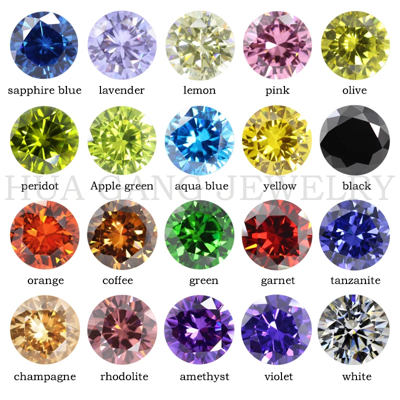 5A Cubic Zirconia Stone Multicolor Round Shape Brilliant Cut Loose CZ Stones Synthetic Gems Beads For Jewelry 0.8~12mm AAAAA
