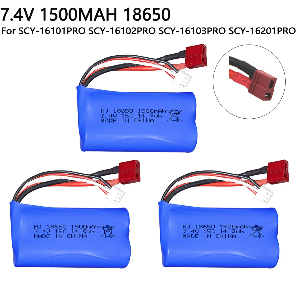 7.4V 1500mAh Li-ion battery for SCY-16201PRO SCY-16101PRO SCY-16102PRO SCY-16103PRO 1/16 R/C cars truck parts 15C 2S 18650 7.4v