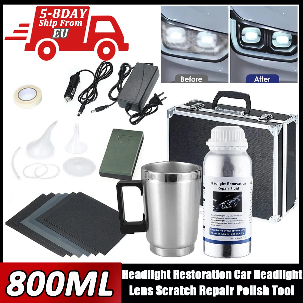 800ML Car Headlight Restoration Kit Car Headlight Chemical Polishing Kit Headlights Liquid Polymer Repair Fluid Scratch Remover