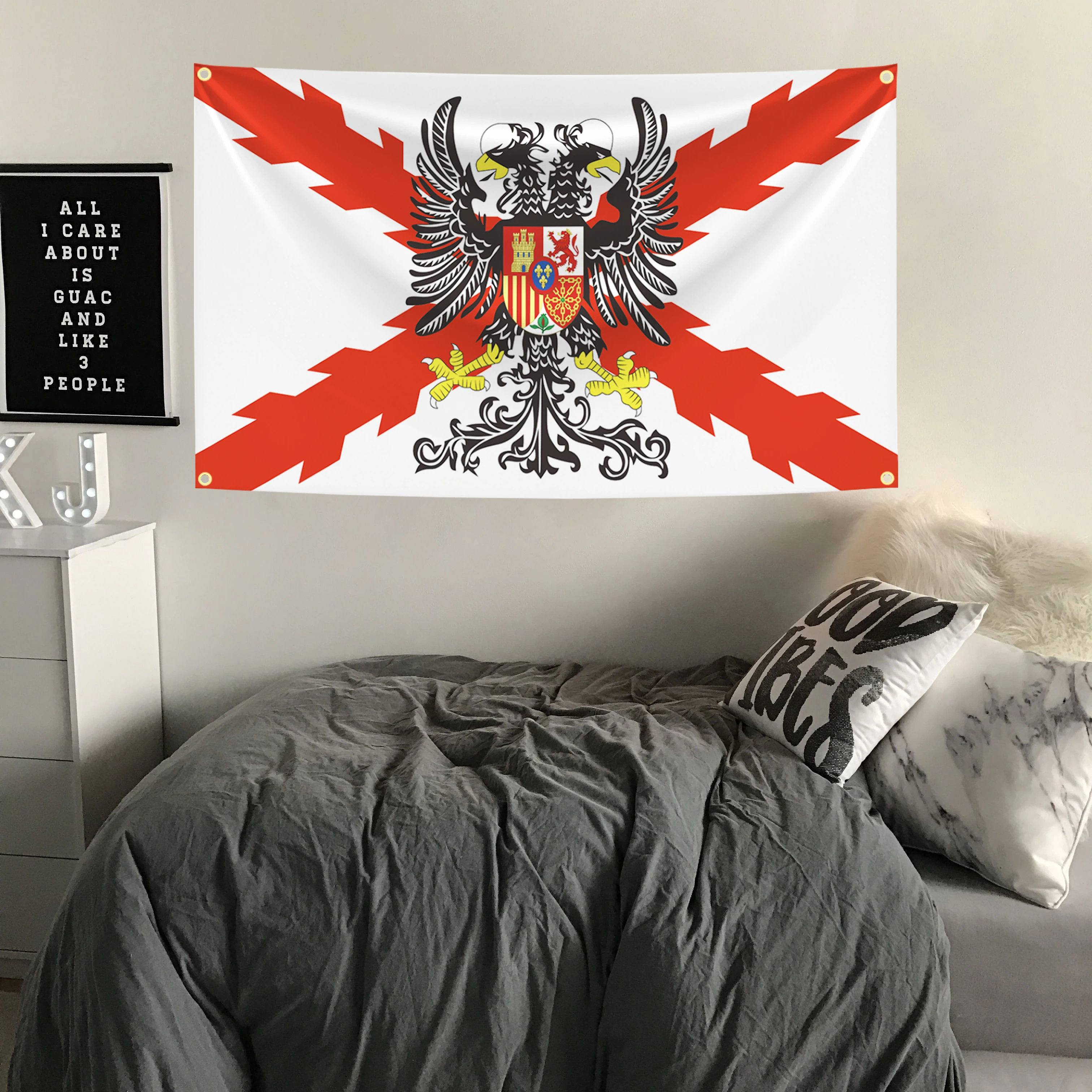 90x150cm Spanish Empire Cross of Burgundy Flag Tapestry Banner For Bar Beer House College Dorm Room Art Tapestry Banner Gift