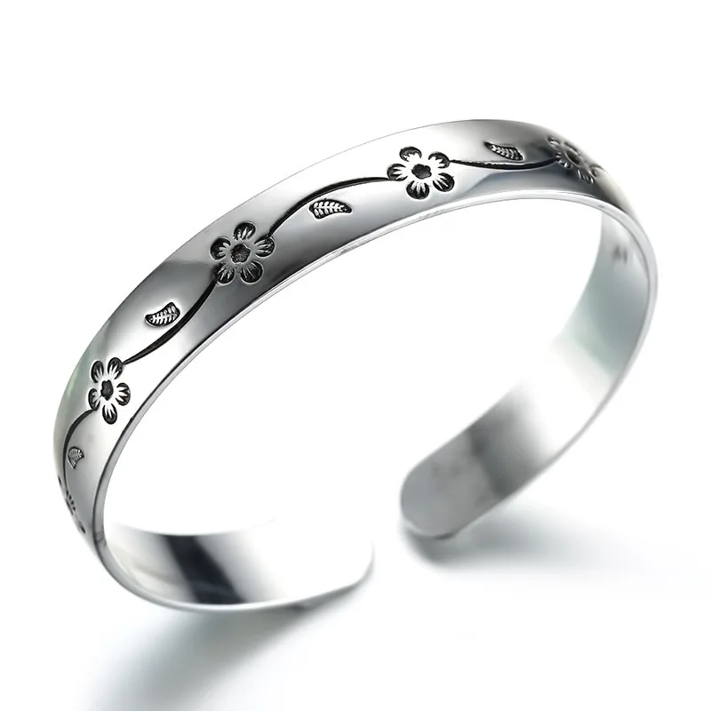 925 Sterling Silver Flower Open Bracelet For Women Luxury Quality Jewelry Wholesale Jewellery