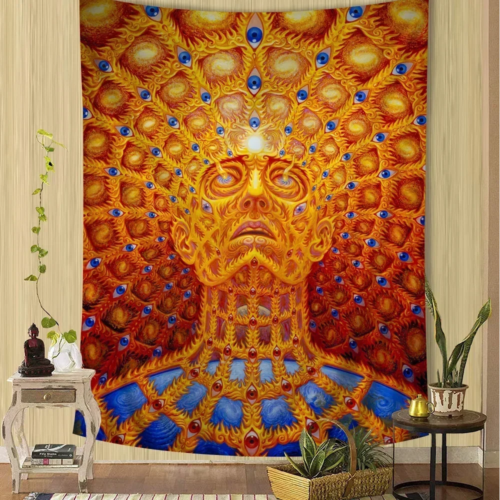 Abstract Alex Grey Trippy Psychedelic DIY Wall Tapestry Hanging Tarot Hippie Wall Rugs Dorm Home Decor