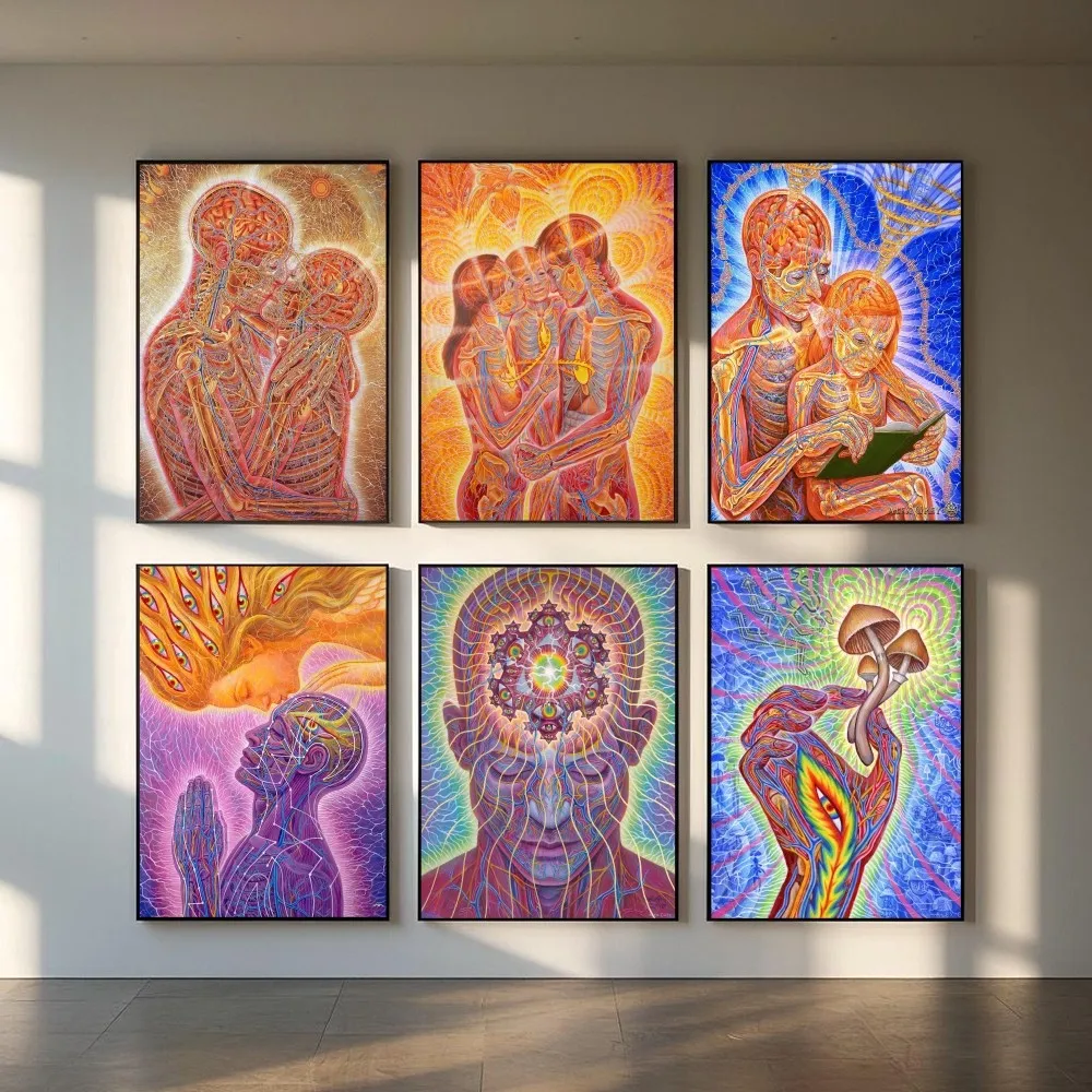Abstract Alex Grey Trippy Psychedelic Poster HD art sticky wall waterproof home living room bedroom bar aesthetic decoration