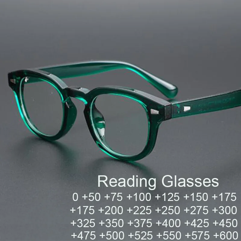 Anti Blue Light Fashion Classic Reading Glasses Men Luxury Brand Rivets Green Square Eyeglasses Frames Optical Computer Glasses