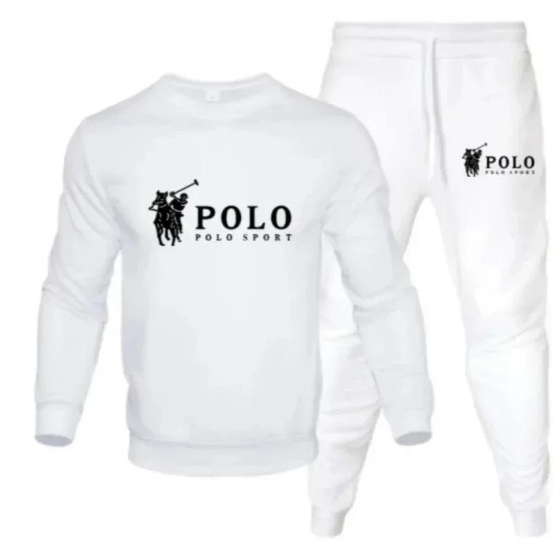 A two-piece set of men's round-neck pullover and jogging pants for autumn and winter fashion fitness outdoor casual sportswear