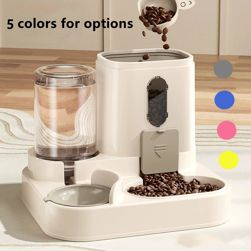 Automatic Dog Cat Feeder and Water Dispenser Gravity Food Feeder and Waterer Set with Pet Food Bowl Universal Pet Products