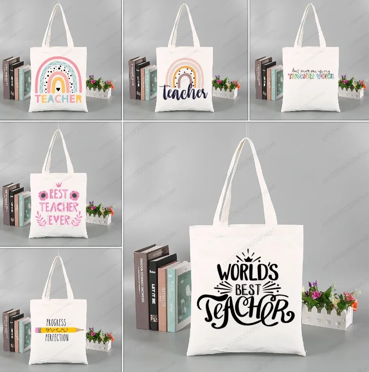 Best Teacher Ever Progress Over Perfection Design Shoulder Large Capacity College Harajuku Handbag Women Bag Shopping Bags