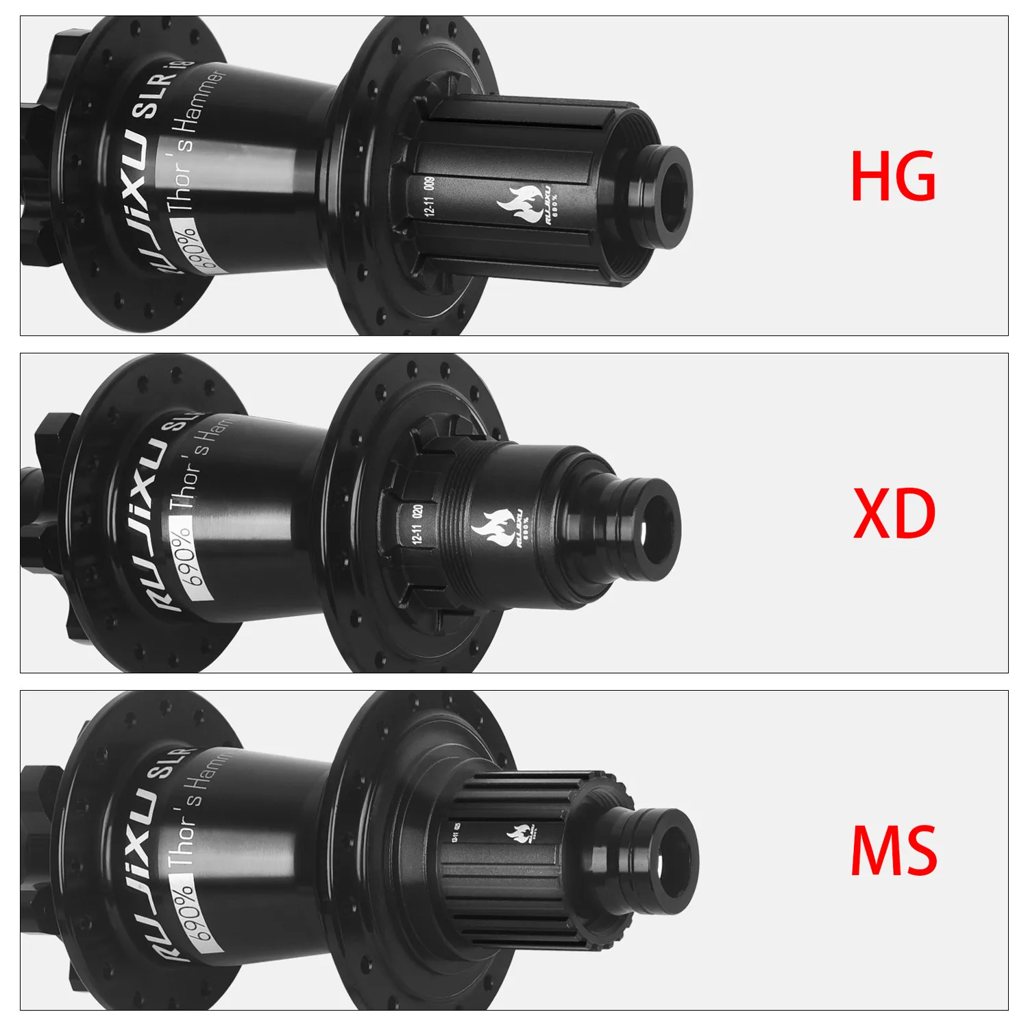 Black RUJIXU SLR I9 690 Click Hub 7 Bearing MTB Mountain Bike Hub Front Rear 32Holes QR TA BOOST Disc Brake Bicycle MS/XD Hubs