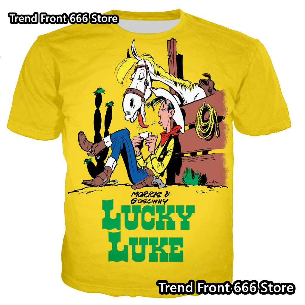 Boys Girls Lucky Luke French Animation Tshirts 3D Print Kids Tops Children's Casual Oversized T Shirt Children Clothes