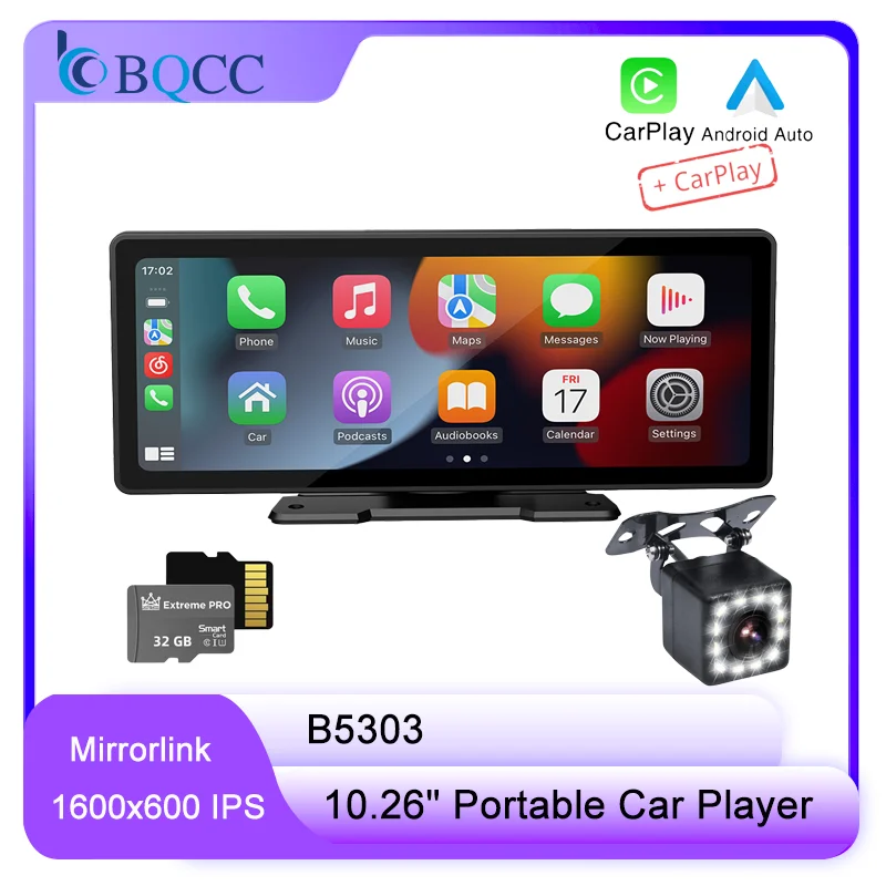BQCC 10.26" Portable MP5 Car Player Mirrorlink BT FM WIFI GPS Car stereo wireless carplay IOS Android Auto Multimedia car radio