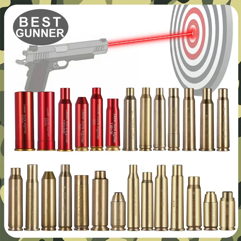 Brass Tactical Red Laser Bore Sighter Hunting Shooting Training Lasers Calibrator for 9MM/.223/.308/7.62/.40/.45 Caliber Sight