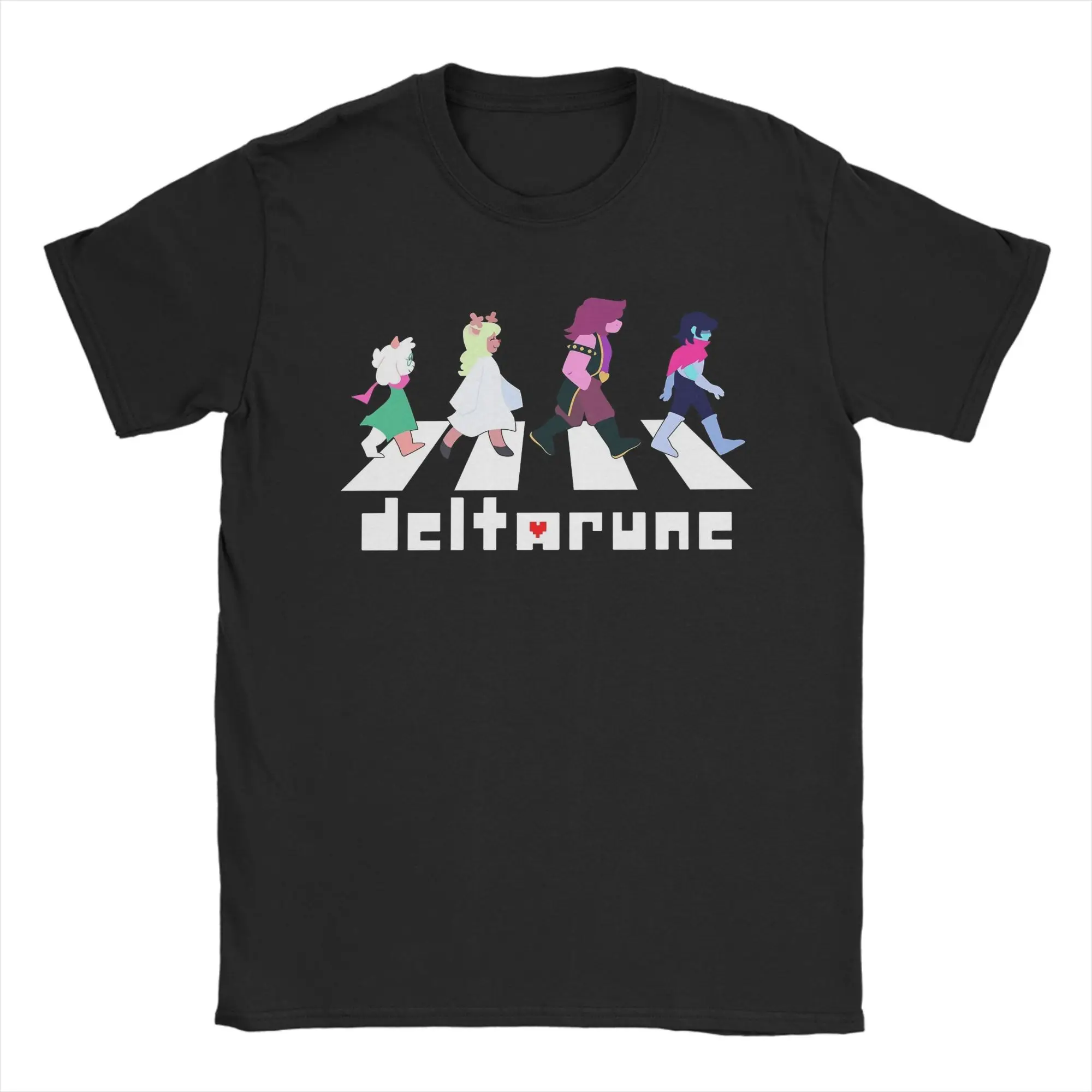 Casual Deltarune Ralsei, Noelle, Susie, and Kris Abbey Road T-Shirt For Men Women Cotton Short Sleeve Round Neck Summer Top Tee