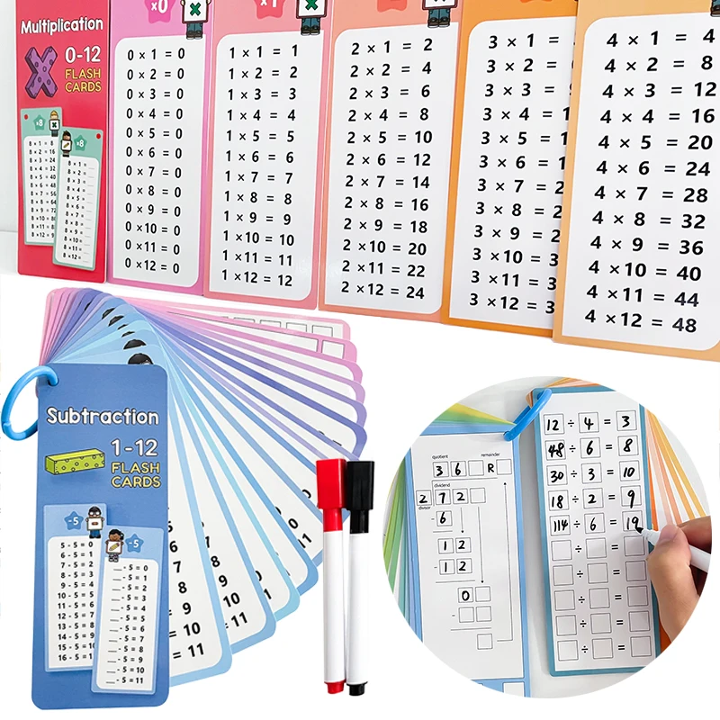 Children Math Training Cards Addition Subtraction Multiplication Division Kids Montessori Teaching Aid Math Practice TMZ