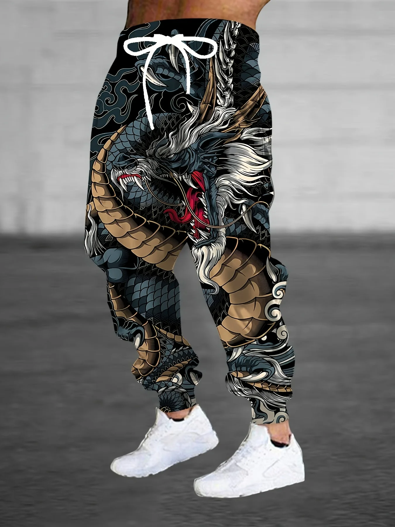 Chinese Dragon Printed 3D Print Men's Side Pockets Elastic Drawstring Sweatpants Joggers Pants Casual Trousers Outdoor Street