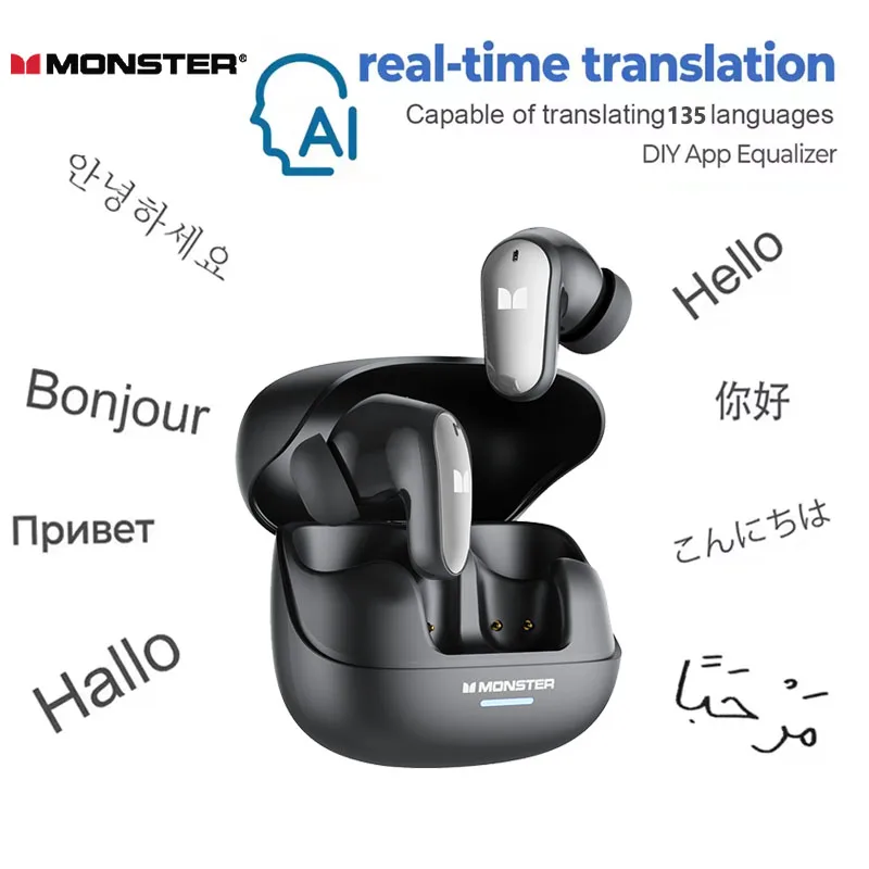Choice Monster MQT52 AI TWS Wireless Bluetooth 5.4 Headset HIFI Stereo Gaming Music Earphones Talking Noise Canceling Earbuds