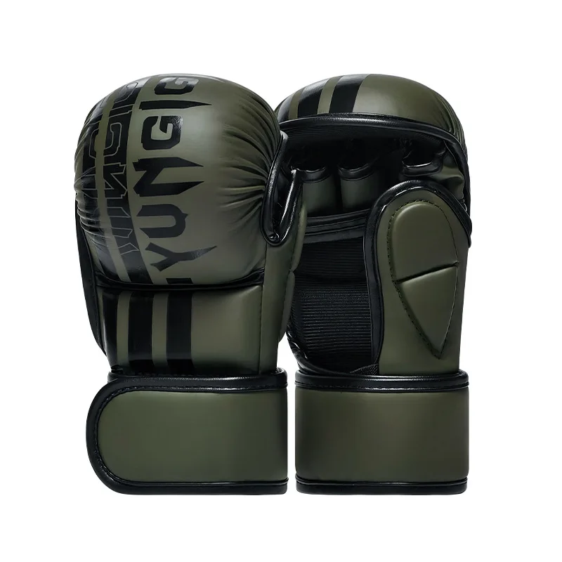 Combat gloves MMA half finger boxing gloves PU Leather Fight with gloves Combat gloves Adult Muay Thai Competition Glove