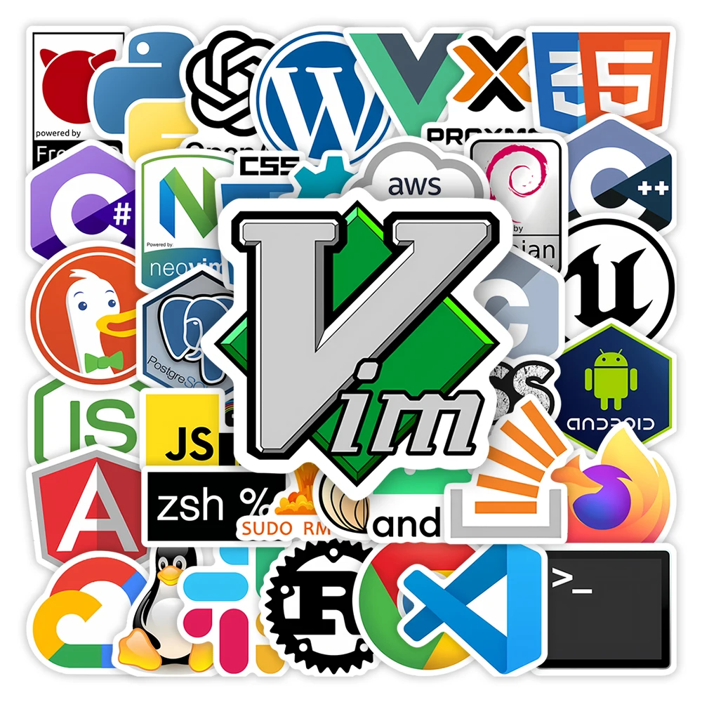 Developers Stickers Programming Logo Github Go JAVA JS PHP OpenAi DIY Gift Waterproof Decal for Laptop Phone Luggage Decorative