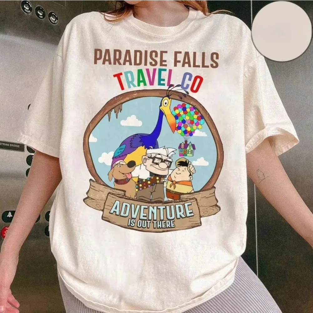 Disney Pixar Up Paradise Falls Travel Co. Adventure Is Out There T-Shirt Carl Ellie Dug Russel Kevin Women's and Men's T-shirt