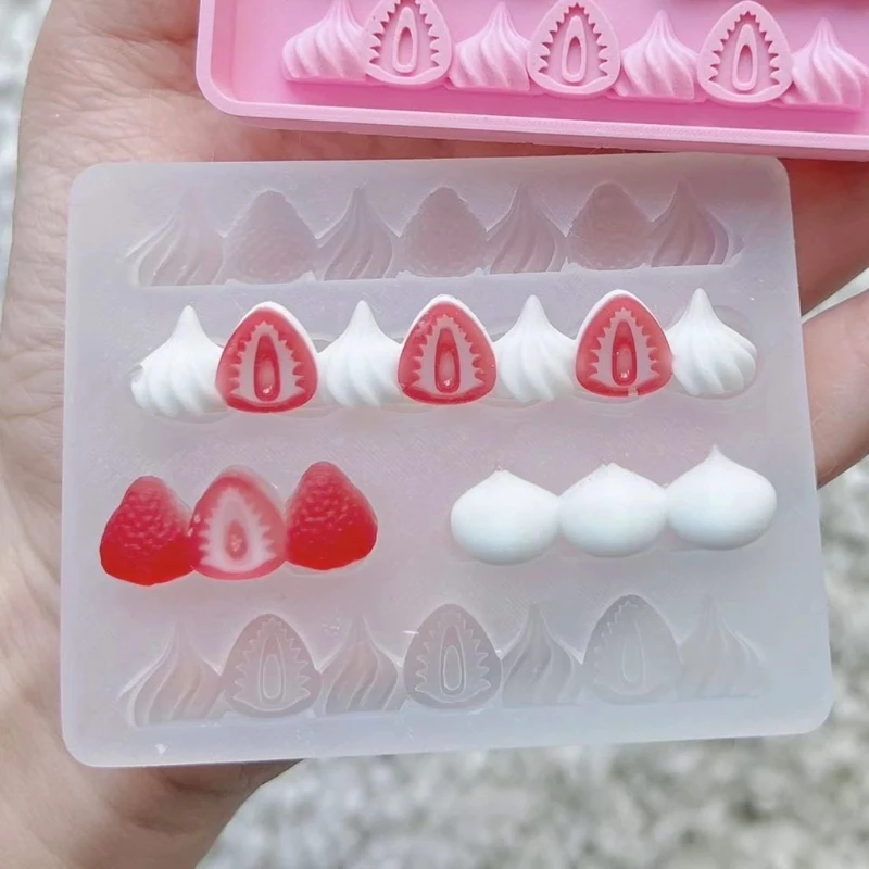 DIY Strawberry cream cake silicone mould jewelry accessories clay silicone mould Ice Cream Chocolate cake Decor molds