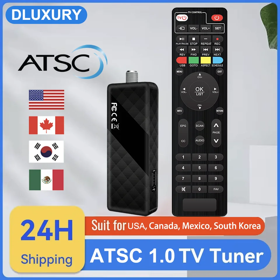 DLUXURY ATSC Mini Digital TV Converter Box HD FTA ATSC Tuner USB Multimedia PVR Recording EPG TV Stick Set top box