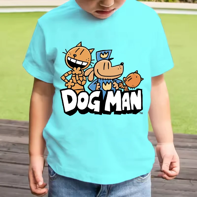 Dogman Kids T-shirt Summer Children Funny Cartoon Dog Man Short Sleeve Tops Boys Anime Fashion Tees Girl Casual Clothes Gift