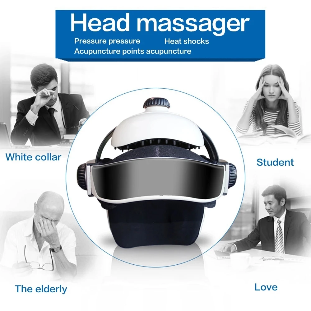 Electric Brain Head Massager Helmet Massager Brain Relax Massage Vibration Physiotherapy Electrical Compress Nerve Stimulator