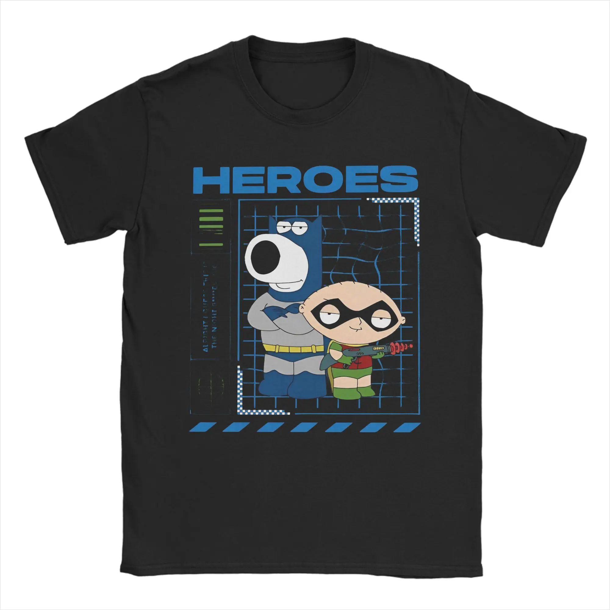 Families Guys STEWIE & BRIAN HEROES T-Shirt Men Women Vintage Pure Cotton Tee Shirt Crewneck Short Sleeve T Shirt 6XL Tops