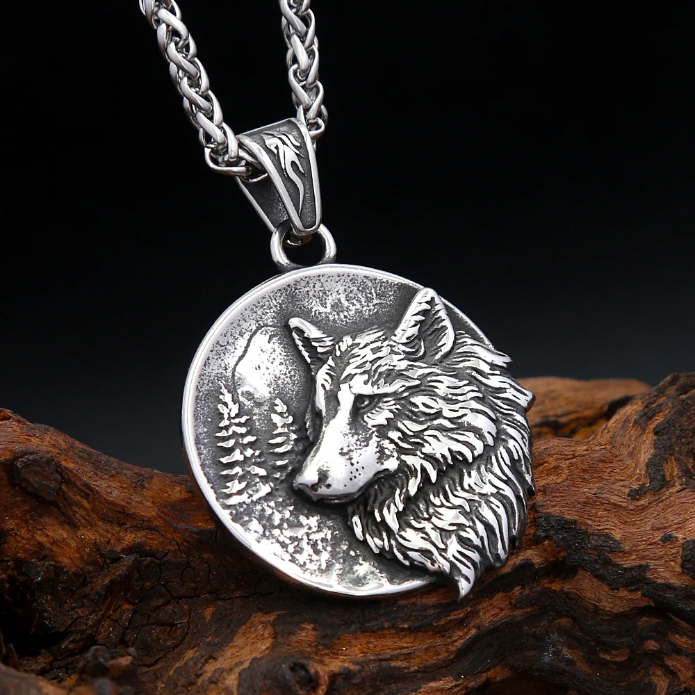 Fashion Punk Wolf Pendant For Men Women Stainless Steel Nordic Viking Necklace Unique Animal Amulet Jewelry Gift Dropshipping