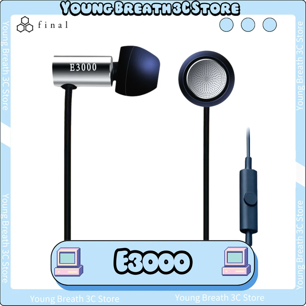 Final E3000 Wired Earphones In-Ear 6.4mm Moving Coil Unit Bass Earbuds Lightweight Pc Gamer Accessories Custom Gifts