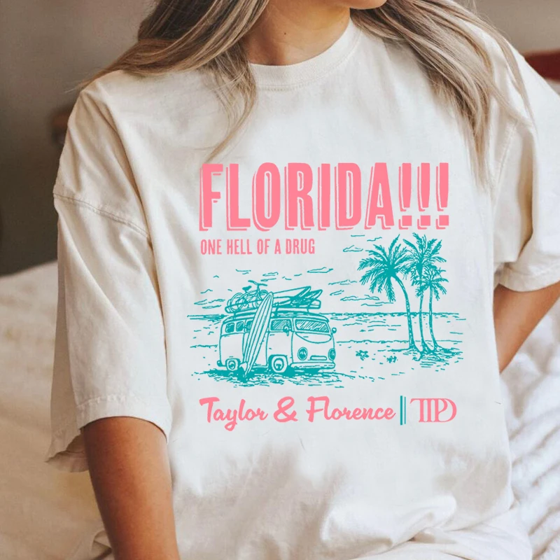Florida One Hell T-shirt Summer Beach T Shirt Women Trendy TTPD Short Sleeve Graphic T Shirts Cotton Tees Oversized Streetwear