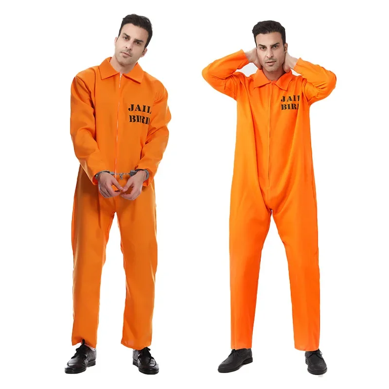 Halloween Performance Costume Orange Prisoner Outfit Dance Party Children Adults Prisoner Parent-Child Performance Clothes