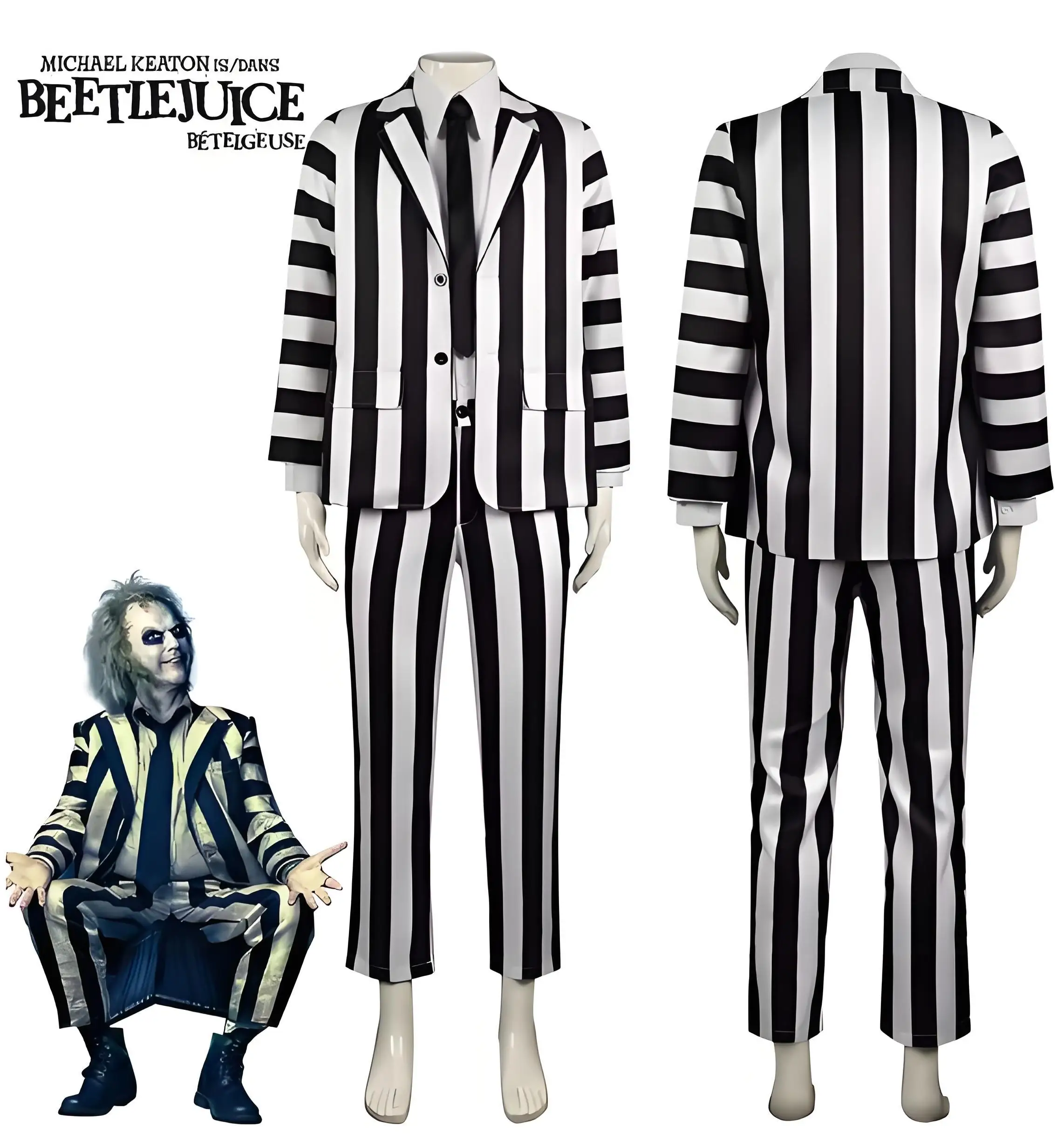 Halloween Underworld Master cosplay costume Beetle Juice Michael Keaton suit cosplay stage performance costume