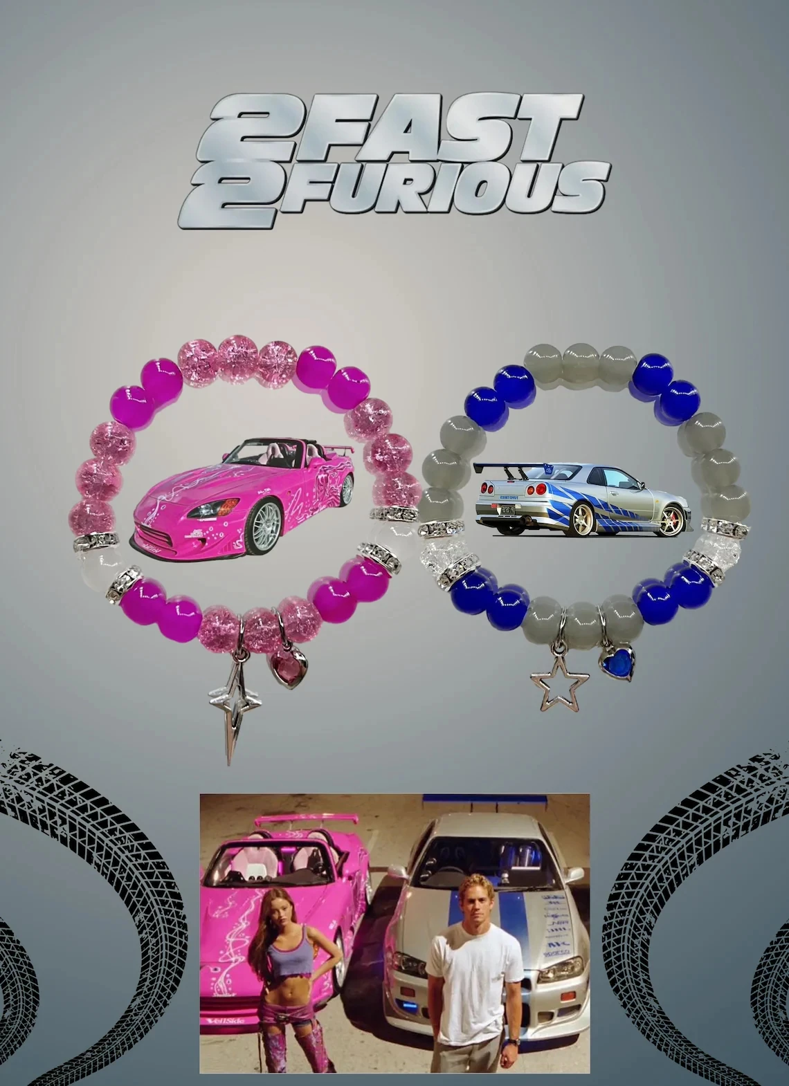 Handmade Suki and Brian matching bracelets | Y2k Couple Aesthetics bracelets | fast and furious | Unique Gift for Her/Him
