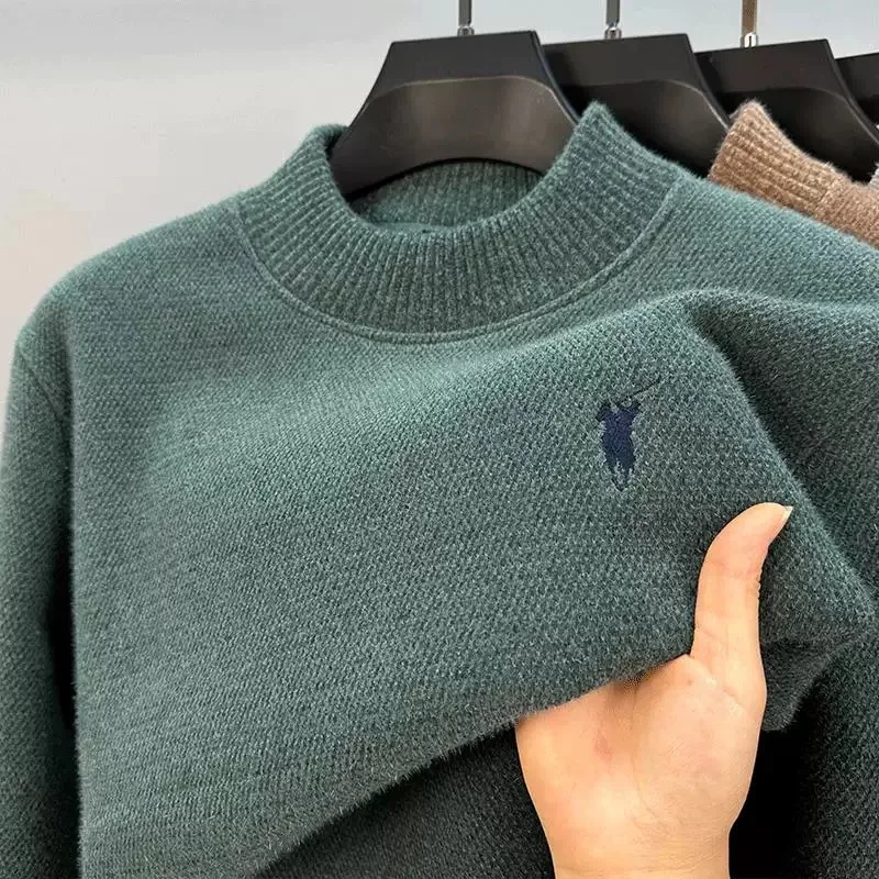 High end designer new sweater men's fashion brand classic Paul embroidery luxury winter plush thick warm round neck knit pullove